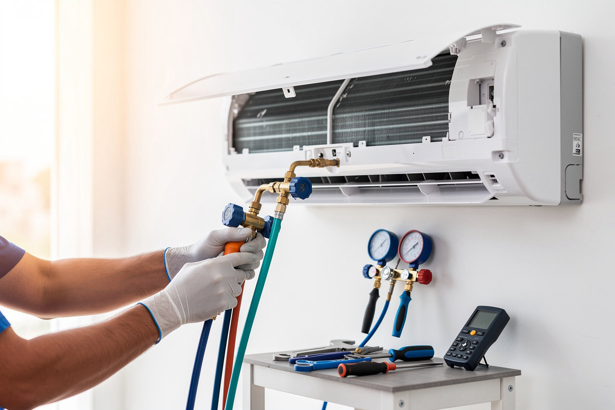 Modern Cool Services professional technician performing AC maintenance and repair services in Qatar